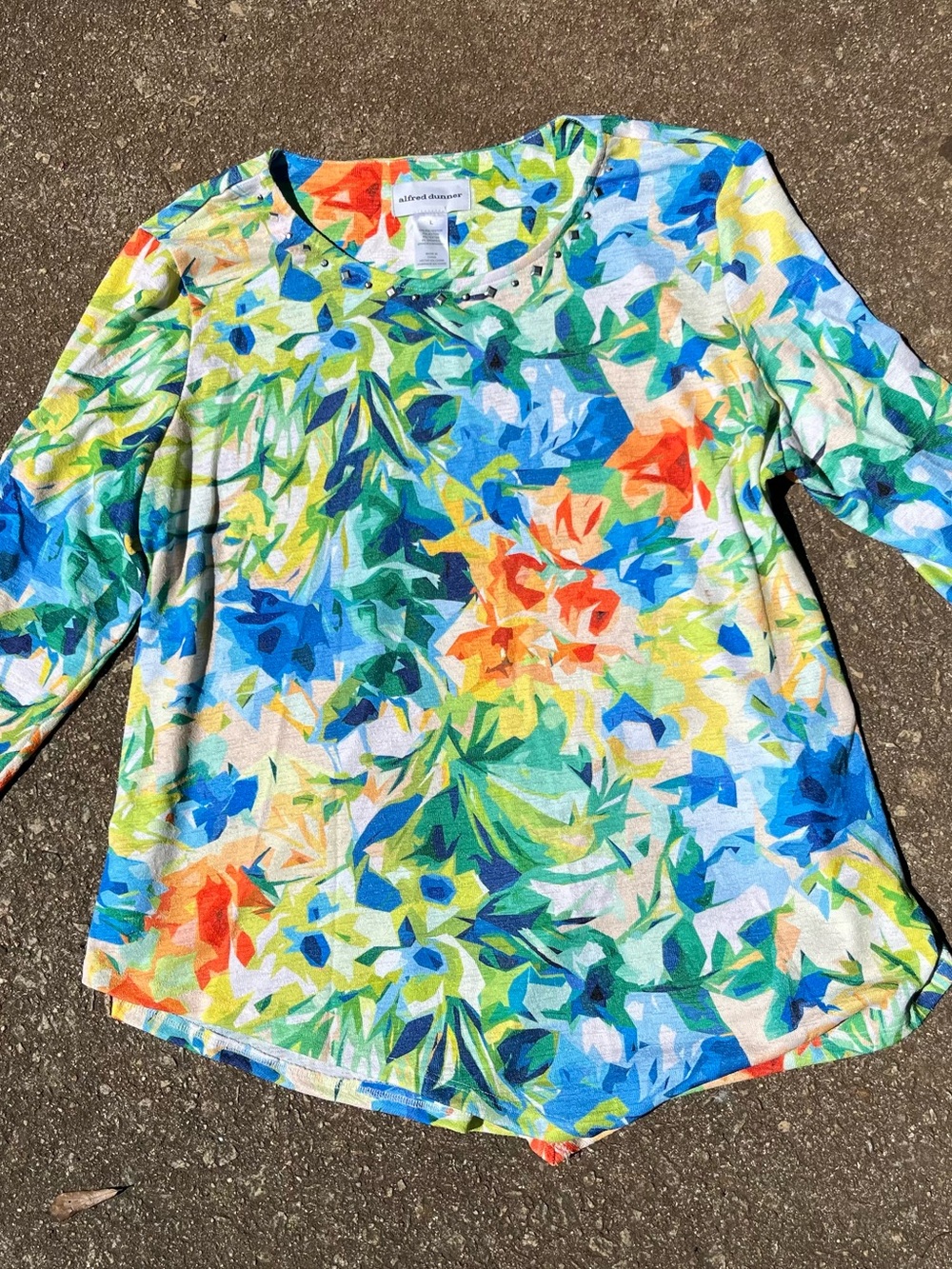 Summer Watercolor 3/4-Sleeve Women's - Multicolor Beach wear L. #